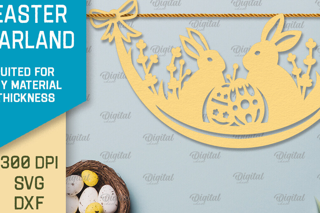 Intra απο ξύλο plywood 3mm-4mm πάχος - Πασχαλινή γιρλάντα. Πασχαλινό ντεκόρ Χαρτί κοπής Δίασταση 15x15 cm INTRAFABR-92469590