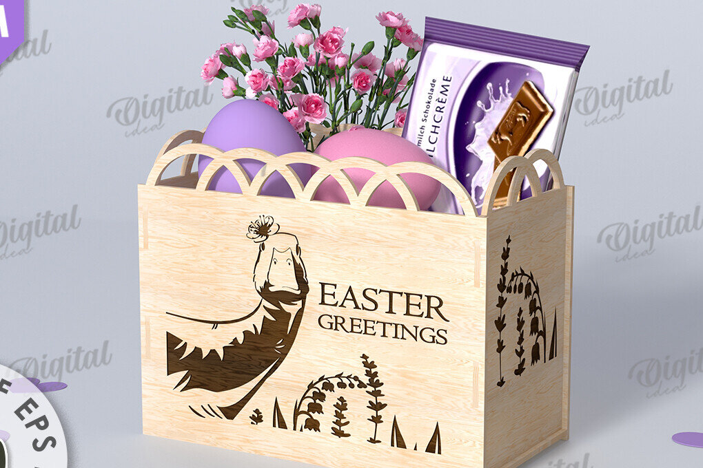 Intra απο ξύλο plywood 3mm-4mm πάχος - Πασχαλινό κουτί δώρου Laser cut. Κουτί λιχουδιών Δίασταση 15x15 cm INTRAFABR-116706122