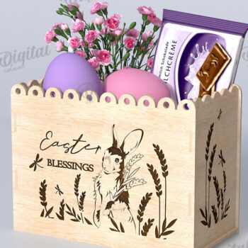 Intra απο ξύλο plywood 3mm-4mm πάχος - Πασχαλινό κουτί δώρου Laser cut. Κουτί λιχουδιών Δίασταση 15x15 cm INTRAFABR-116706230 - Image 1