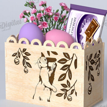 Intra απο ξύλο plywood 3mm-4mm πάχος - Πασχαλινό κουτί δώρου Laser cut. Κουτί λιχουδιών Δίασταση 15x15 cm INTRAFABR-116706563 - Image 1