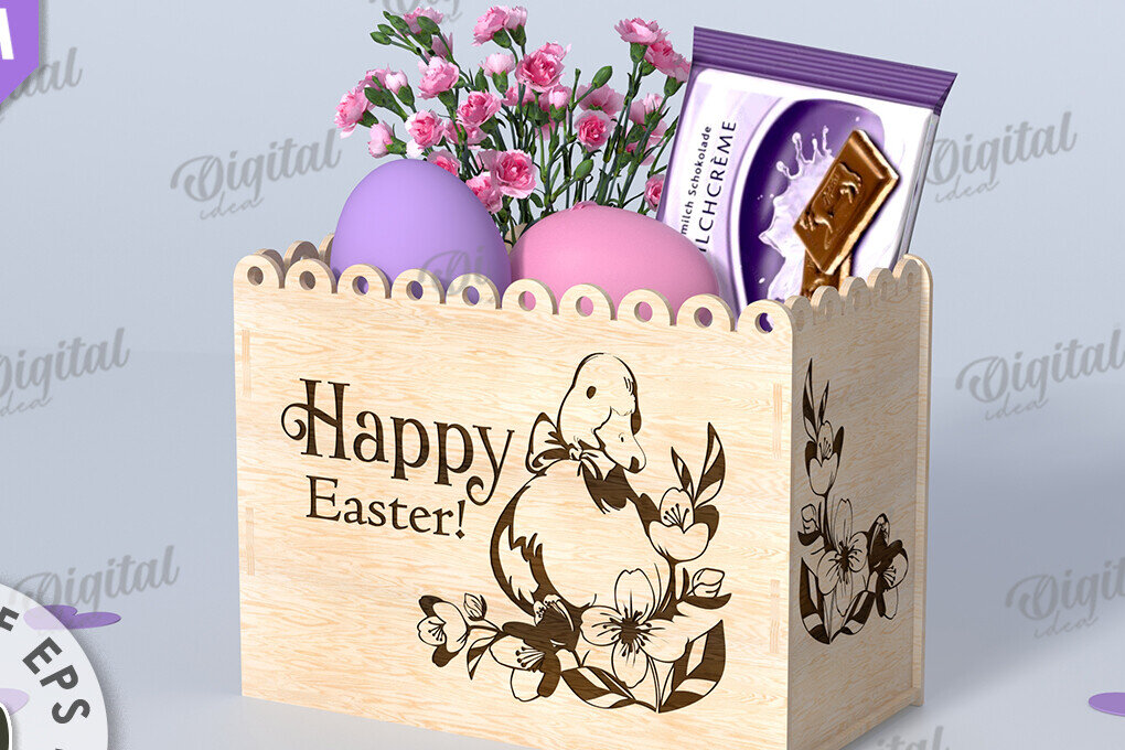 Intra απο ξύλο plywood 3mm-4mm πάχος - Πασχαλινό κουτί δώρου Laser cut. Κουτί λιχουδιών Δίασταση 15x15 cm INTRAFABR-116705964