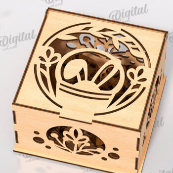 Intra απο ξύλο plywood 3mm-4mm πάχος - Πασχαλινό κουτί δώρου LaserCut. Treats Box  Δίασταση 15x15 cm INTRAFABR-118047604 - Image 1