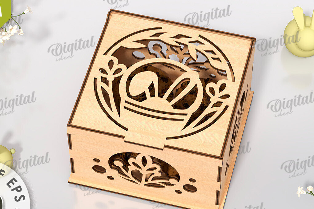 Intra απο ξύλο plywood 3mm-4mm πάχος - Πασχαλινό κουτί δώρου LaserCut. Treats Box  Δίασταση 15x15 cm INTRAFABR-118047604