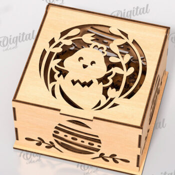 Intra απο ξύλο plywood 3mm-4mm πάχος - Πασχαλινό κουτί δώρου LaserCut. Treats Box  Δίασταση 15x15 cm INTRAFABR-118047005 - Image 1