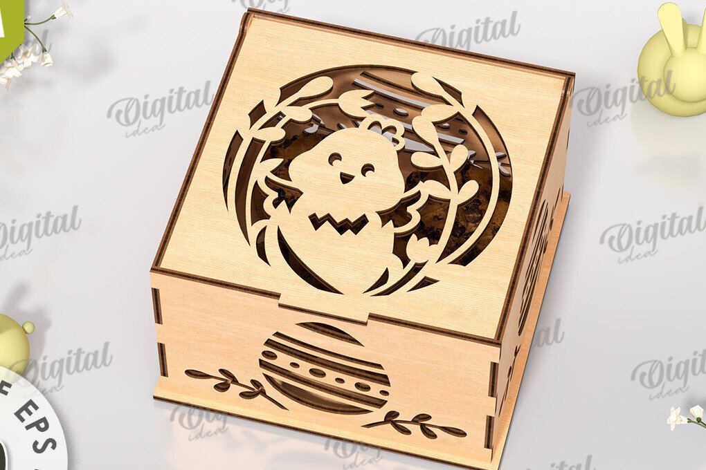 Intra απο ξύλο plywood 3mm-4mm πάχος - Πασχαλινό κουτί δώρου LaserCut. Treats Box  Δίασταση 15x15 cm INTRAFABR-118047005