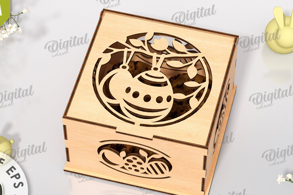 Intra απο ξύλο plywood 3mm-4mm πάχος - Πασχαλινό κουτί δώρου LaserCut. Treats Box  Δίασταση 15x15 cm INTRAFABR-118047260