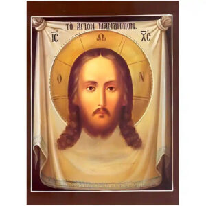 Εικόνα Ορθοδοξίας με περίγραμμα χρυσό σε ξύλο Φλαμουρίας με βάση Εικόνα Το Άγιον Μανδήλιον Χειροποίητη Ελληνορθόδοξη , Κρεμαστή πλάκα βυζαντινής τέχνης, χριστιανική τέχνη Διάσταση 10x7 cm (3,9 x 2,8 ίντσες) INTRAEK-670720