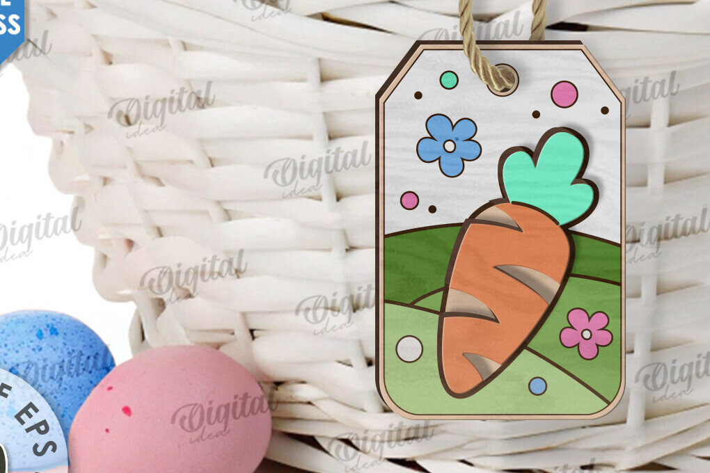 Intra απο ξύλο plywood 3mm-4mm πάχος - Ετικέτα δώρου Πάσχα LaserCut. Ετικέτα καλαθιού  Δίασταση 15x15 cm INTRAFABR-118155922