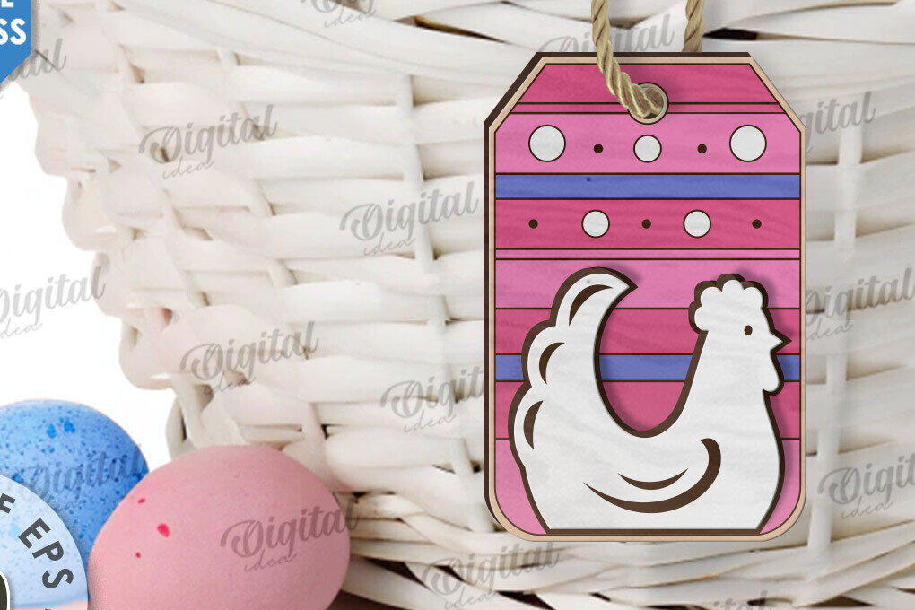 Intra απο ξύλο plywood 3mm-4mm πάχος - Ετικέτα δώρου Πάσχα LaserCut. Ετικέτα καλαθιού  Δίασταση 15x15 cm INTRAFABR-118156134