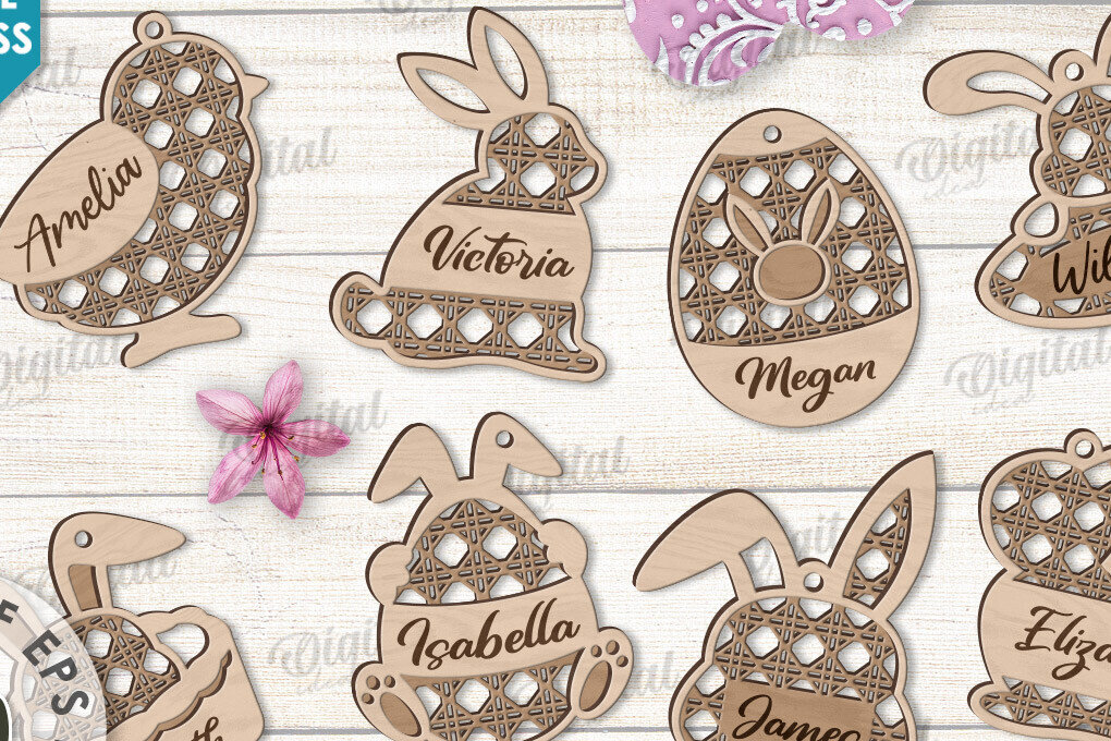 Intra απο ξύλο plywood 3mm-4mm πάχος - Ετικέτες δώρου Πάσχα Πακέτο κοπής με λέιζερ Δίασταση 15x15 cm INTRAFABR-116737187