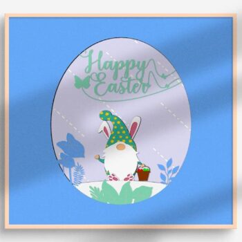 Intra απο ξύλο plywood 3mm-4mm πάχος - Πασχαλινό Gnome 3D Shadow Box Δίασταση 25x25 cm INTRAFABR-25670073 - Image 4