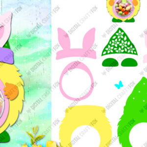 Intra απο ξύλο plywood 3mm-4mm πάχος - Πασχαλινό Gnome Bunny Ears Candy Dome Δίασταση 15x15 cm INTRAFABR-88443969