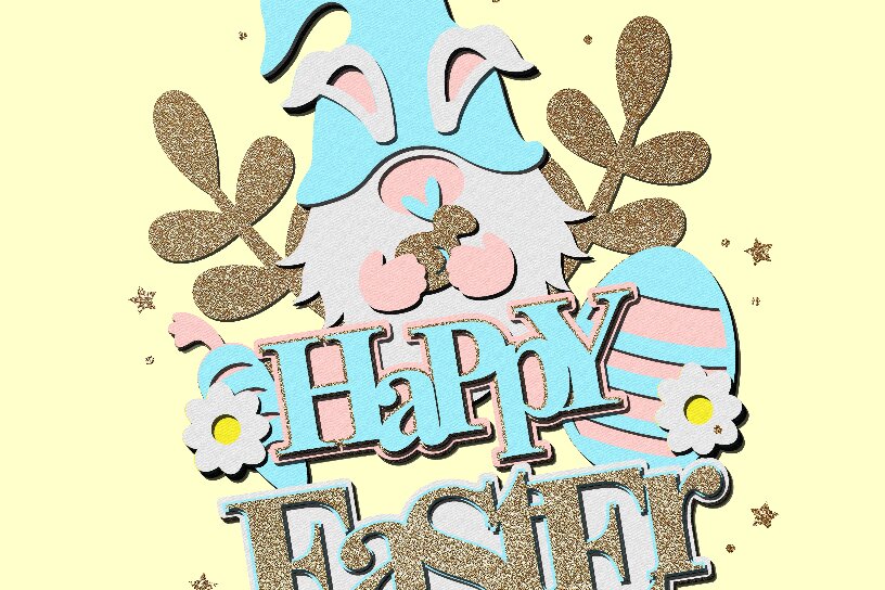 Intra απο ξύλο plywood 3mm-4mm πάχος - Πασχαλινό Gnome Cake Topper 3D  Δίασταση 20x20 cm INTRAFABR-115576985