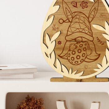 Intra απο ξύλο plywood 3mm-4mm πάχος - Διακοσμητικό αυγό Πασχαλινό Gnome Δίασταση 5x6 cm INTRAFABR-115533084 - Image 2