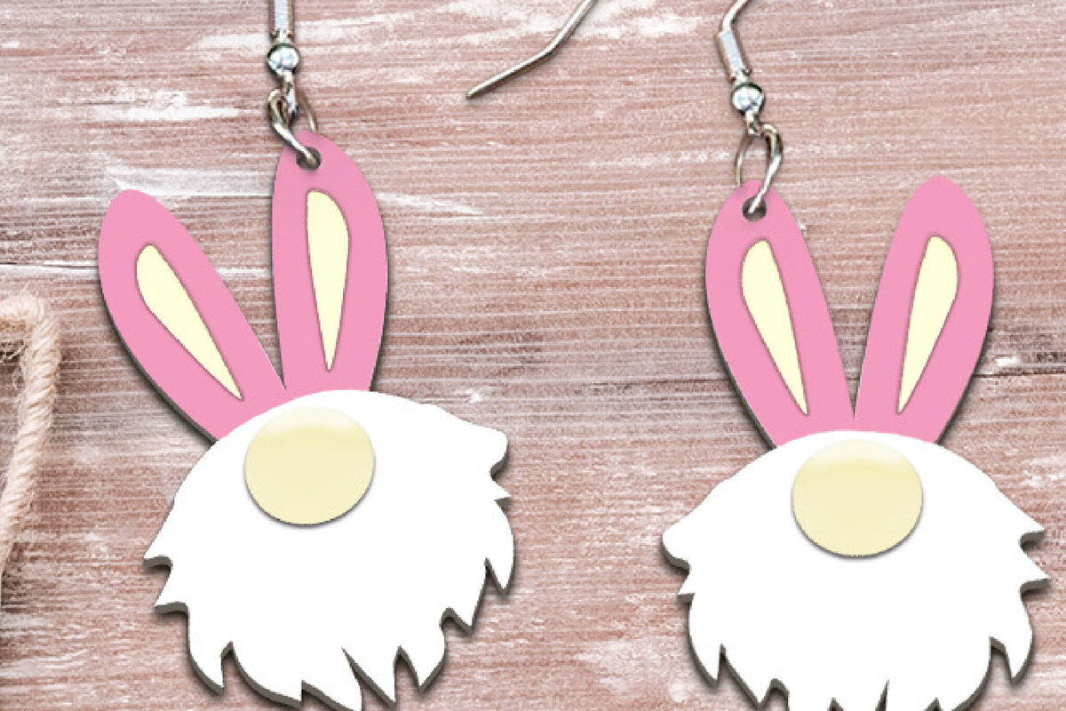 Intra απο ξύλο plywood 3mm-4mm πάχος - Πασχαλινά σκουλαρίκια Gnome με λέιζερ. Δίασταση 3x3 cm INTRAFABR-115167214