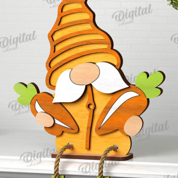 Intra απο ξύλο plywood 3mm-4mm πάχος - Easter Gnome. 3D Πασχαλινό Gnome Δίασταση 15x15 cm INTRAFABR-115403615 - Image 1