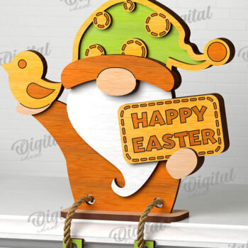 Intra απο ξύλο plywood 3mm-4mm πάχος -  Easter Gnome. 3D Πασχαλινό Gnome Δίασταση 15x15 cm INTRAFABR-115403766 - Image 1