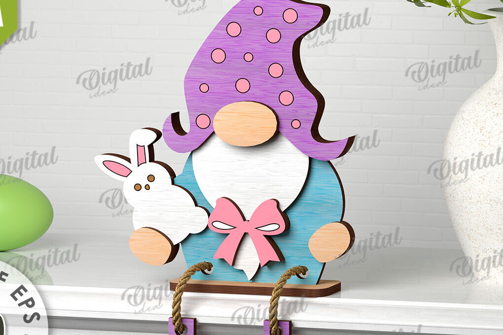 Intra απο ξύλο plywood 3mm-4mm πάχος -  Easter Gnome. 3D Πασχαλινό Gnome Δίασταση 15x15 cm INTRAFABR-115403830