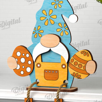 Intra απο ξύλο plywood 3mm-4mm πάχος - Easter Gnome. 3D Πασχαλινό Gnome Δίασταση 15x15 cm INTRAFABR-115403884 - Image 1