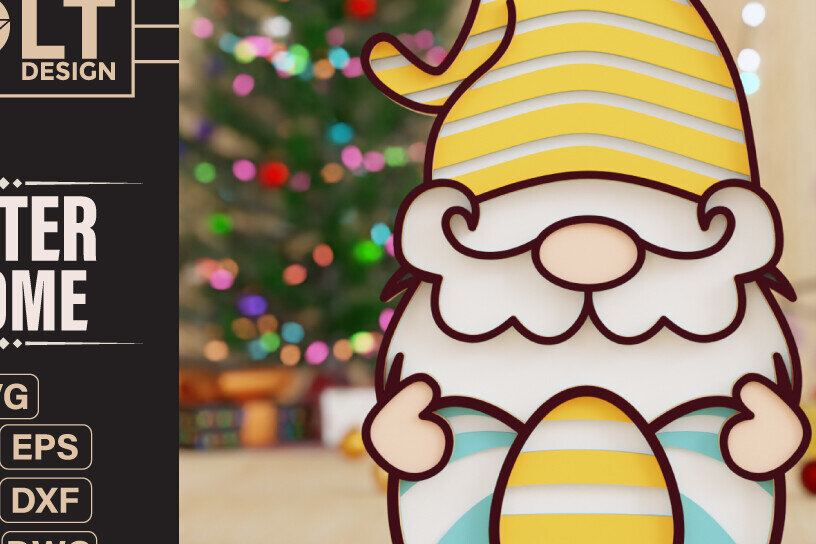 Intra απο ξύλο plywood 3mm-4mm πάχος - Πασχαλινό Gnome Κοπή Laser  Δίασταση 20x25 cm INTRAFABR-91677755