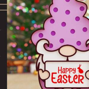 Intra απο ξύλο plywood 3mm-4mm πάχος - Πασχαλινό Gnome Κοπή Laser  Δίασταση 20x25 cm INTRAFABR-91677812