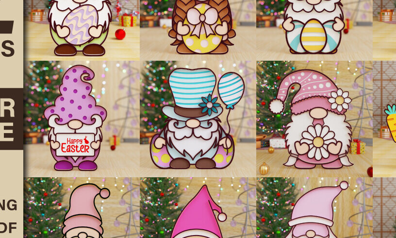 Intra απο ξύλο plywood 3mm-4mm πάχος - Πασχαλινό Gnome Κοπή Laser  Δίασταση 20x25 cm INTRAFABR-91748016