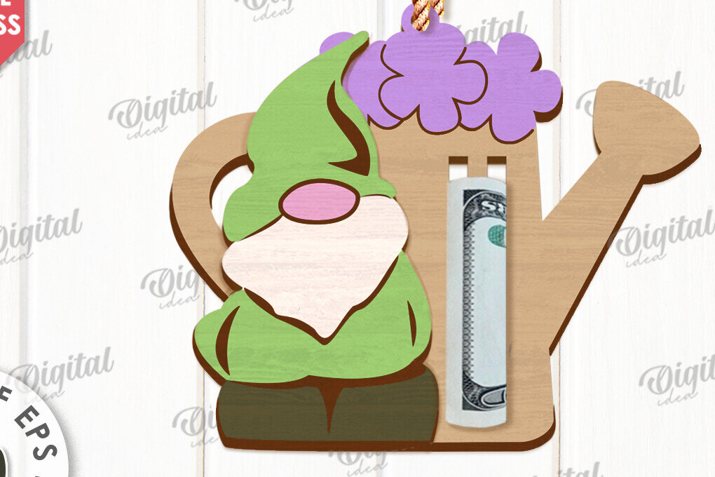 Intra απο ξύλο plywood 3mm-4mm πάχος - Πασχαλινό Gnome Money Holder Cut Laser Δίασταση 15x15 cm INTRAFABR-118030700