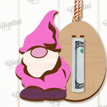 Intra απο ξύλο plywood 3mm-4mm πάχος - Πασχαλινό Gnome Money Holder Cut Laser Δίασταση 15x15 cm INTRAFABR-118030558 - Image 1