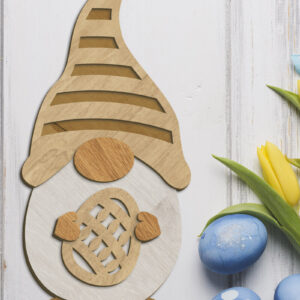 Intra απο ξύλο plywood 3mm-4mm πάχος - Πασχαλινό Gnome, Πολυστρωματικό  κοπής με λέιζερ Δίασταση 34x7 cm INTRAFABR-90558740