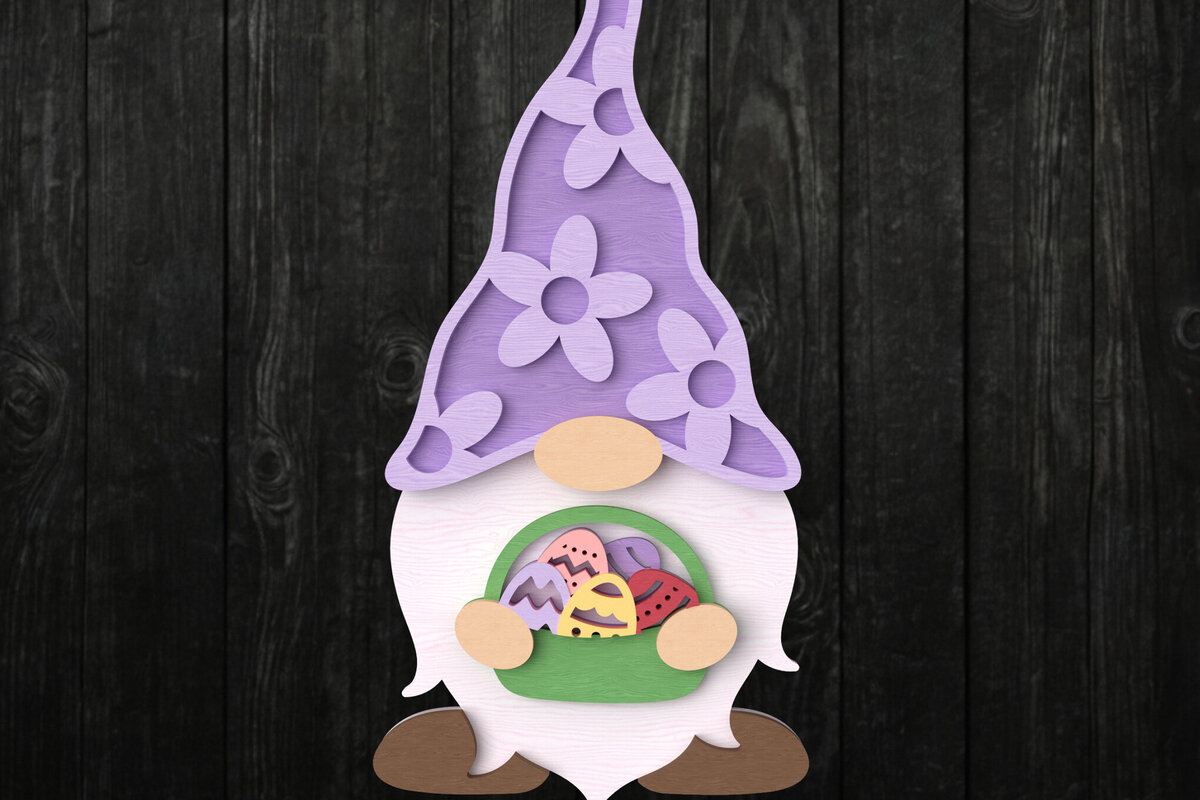 Intra απο ξύλο plywood 3mm-4mm πάχος - Πασχαλινό Gnome με καλάθι αυγών  Δίασταση 30x20 cm INTRAFABR-115771685