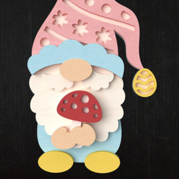 Intra απο ξύλο plywood 3mm-4mm πάχος - Πασχαλινό Gnome με μανιτάρια Δίασταση 30x20 cm INTRAFABR-116142810 - Image 1