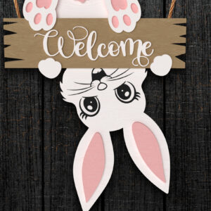 Intra απο ξύλο plywood 3mm-4mm πάχος - Πασχαλινό κρεμασμένο λαγουδάκι καλωσορίσματος Δίασταση 30x20 cm INTRAFABR-113924185