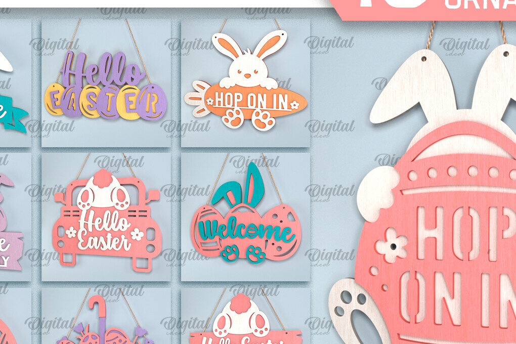 Intra απο ξύλο plywood 3mm-4mm πάχος - Πασχαλινά Κρεμαστά Στολίδια  Δέσμη Δίασταση 6x6 cm INTRAFABR-93093195