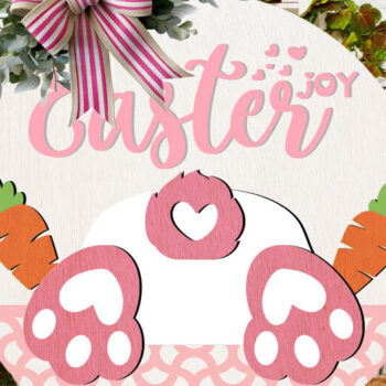 Intra απο ξύλο plywood 3mm-4mm πάχος - Πασχαλινή Χαρά Στρογγυλή Πινακίδα  Δίασταση 30x20 cm INTRAFABR-116558092 - Image 2