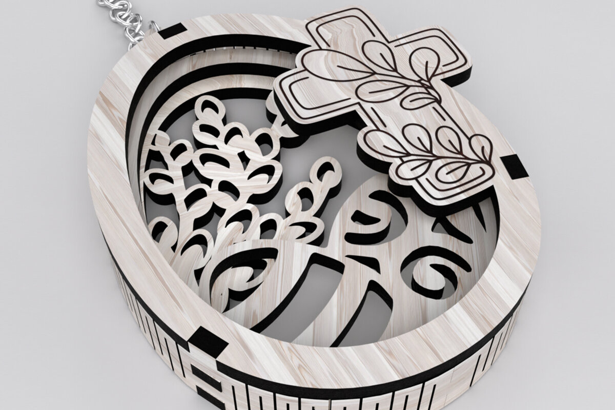 Intra απο ξύλο plywood 3mm-4mm πάχος - Πασχαλινό μπρελόκ με σταυρό Δίασταση 5x3 cm INTRAFABR-116408222