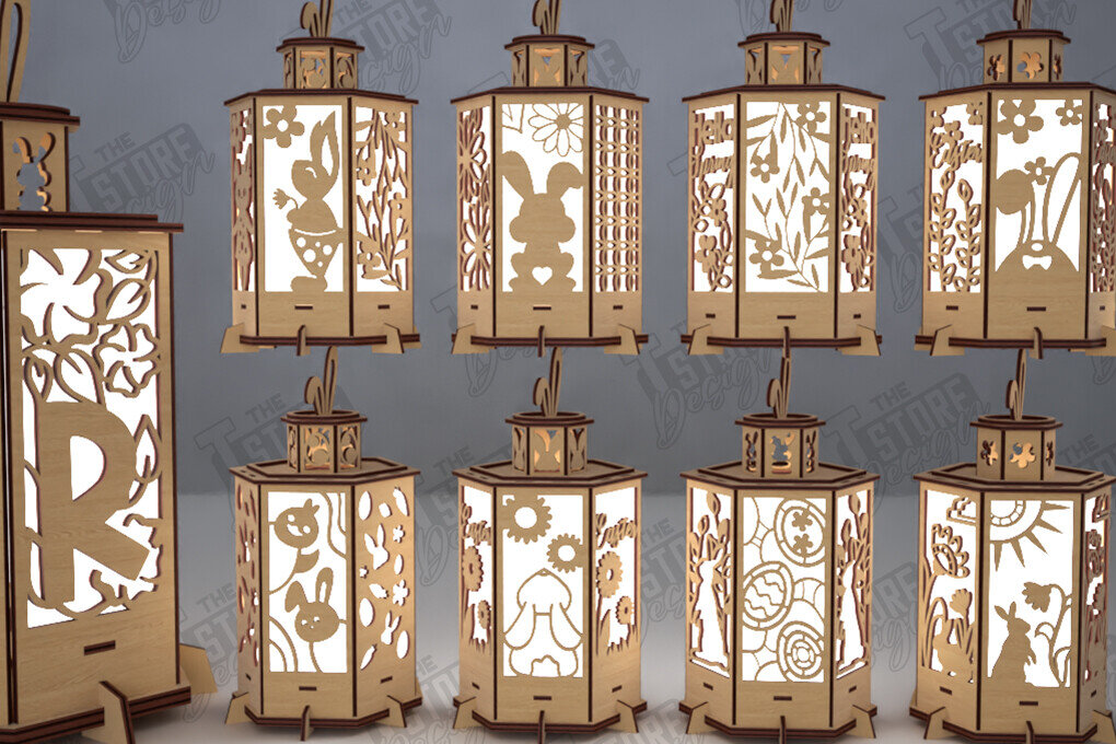 Intra απο ξύλο plywood 3mm-4mm πάχος - Πασχαλινό φαναράκι | Τρισδιάστατη λάμπα σκιών Δίασταση 15x15 cm INTRAFABR-116215866