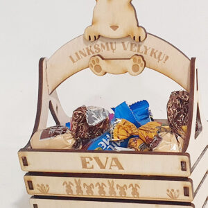 Intra απο ξύλο plywood 3mm-4mm πάχος - Πασχαλινό καλάθι κοπής με λέιζερ, μπολ με κεριά Δίασταση 30x20 cm INTRAFABR-92513211