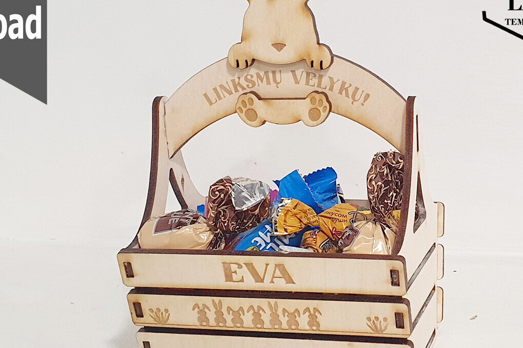 Intra απο ξύλο plywood 3mm-4mm πάχος - Πασχαλινό καλάθι κοπής με λέιζερ, μπολ με κεριά Δίασταση 30x20 cm INTRAFABR-92513211