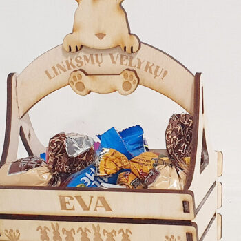 Intra απο ξύλο plywood 3mm-4mm πάχος - Πασχαλινό καλάθι κοπής με λέιζερ, μπολ με κεριά Δίασταση 30x20 cm INTRAFABR-92513211 - Image 2