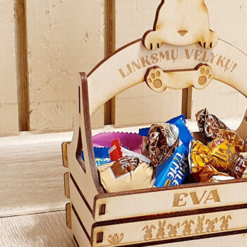 Intra απο ξύλο plywood 3mm-4mm πάχος - Πασχαλινό καλάθι κοπής με λέιζερ, μπολ με κεριά Δίασταση 30x20 cm INTRAFABR-92513211 - Image 4