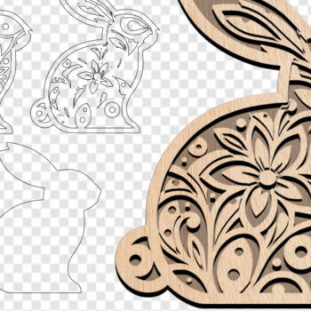 Intra απο ξύλο plywood 3mm-4mm πάχος - Πασχαλινό κουνελάκι με λέιζερ  Δίασταση 30x20 cm INTRAFABR-114534979 - Image 1