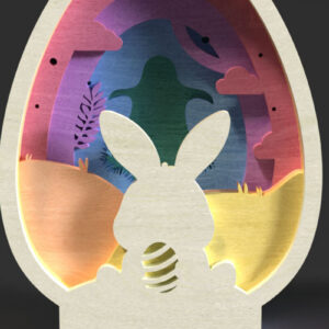 Intra απο ξύλο plywood 3mm-4mm πάχος - Πασχαλινό κομμένο αυγό με λέιζερ , Bunny Meadow  Δίασταση 4x4 cm INTRAFABR-117254477