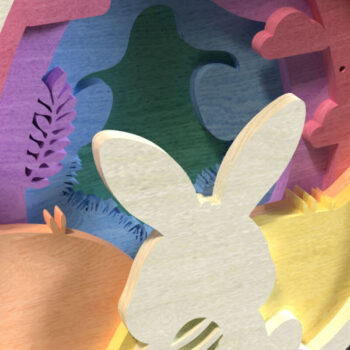 Intra απο ξύλο plywood 3mm-4mm πάχος - Πασχαλινό κομμένο αυγό με λέιζερ , Bunny Meadow Δίασταση 4x4 cm INTRAFABR-117254477 - Image 3