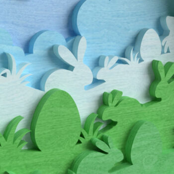 Intra απο ξύλο plywood 3mm-4mm πάχος - Πασχαλινό κομμένο αυγό με λέιζερ, Bunny Sky 3D Δίασταση 6x6 cm INTRAFABR-117254465 - Image 2