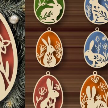 Intra απο ξύλο plywood 3mm-4mm πάχος - Πασχαλινά αρχεία κομμένα με λέιζερ Bunny  Layered Δίασταση 20x25 cm INTRAFABR-113211376 - Image 1