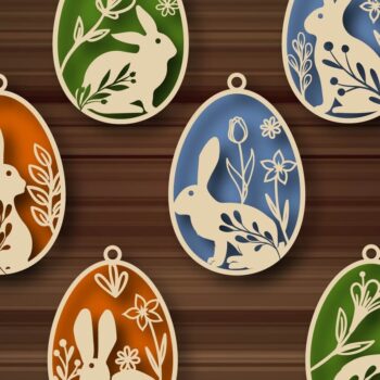 Intra απο ξύλο plywood 3mm-4mm πάχος - Πασχαλινά αρχεία κομμένα με λέιζερ Bunny  Layered Δίασταση 20x25 cm INTRAFABR-113211376 - Image 2