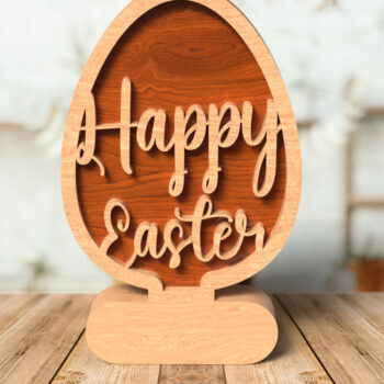 Intra απο ξύλο plywood 3mm-4mm πάχος - Πασχαλινό Laser Cut Happy Easter Desgin  Δίασταση 20x20 cm INTRAFABR-116355310 - Image 1