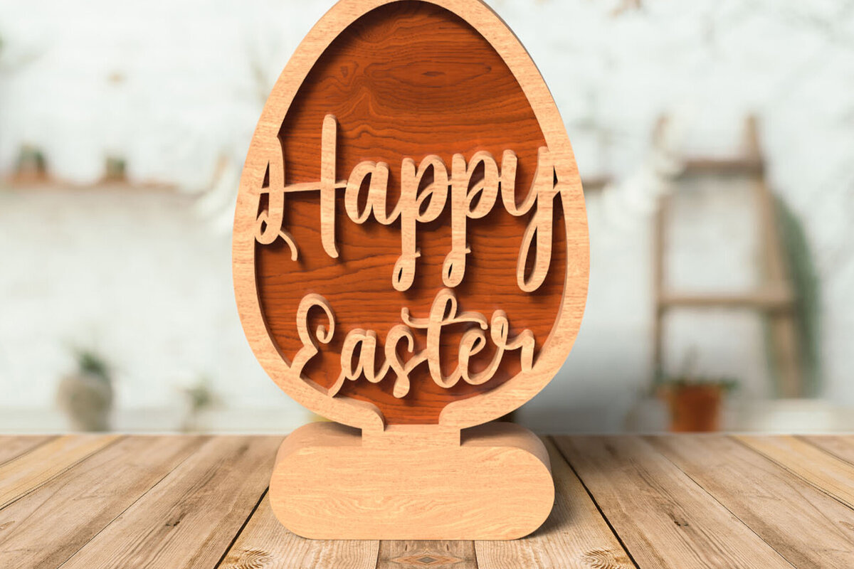 Intra απο ξύλο plywood 3mm-4mm πάχος - Πασχαλινό Laser Cut Happy Easter Desgin  Δίασταση 20x20 cm INTRAFABR-116355310