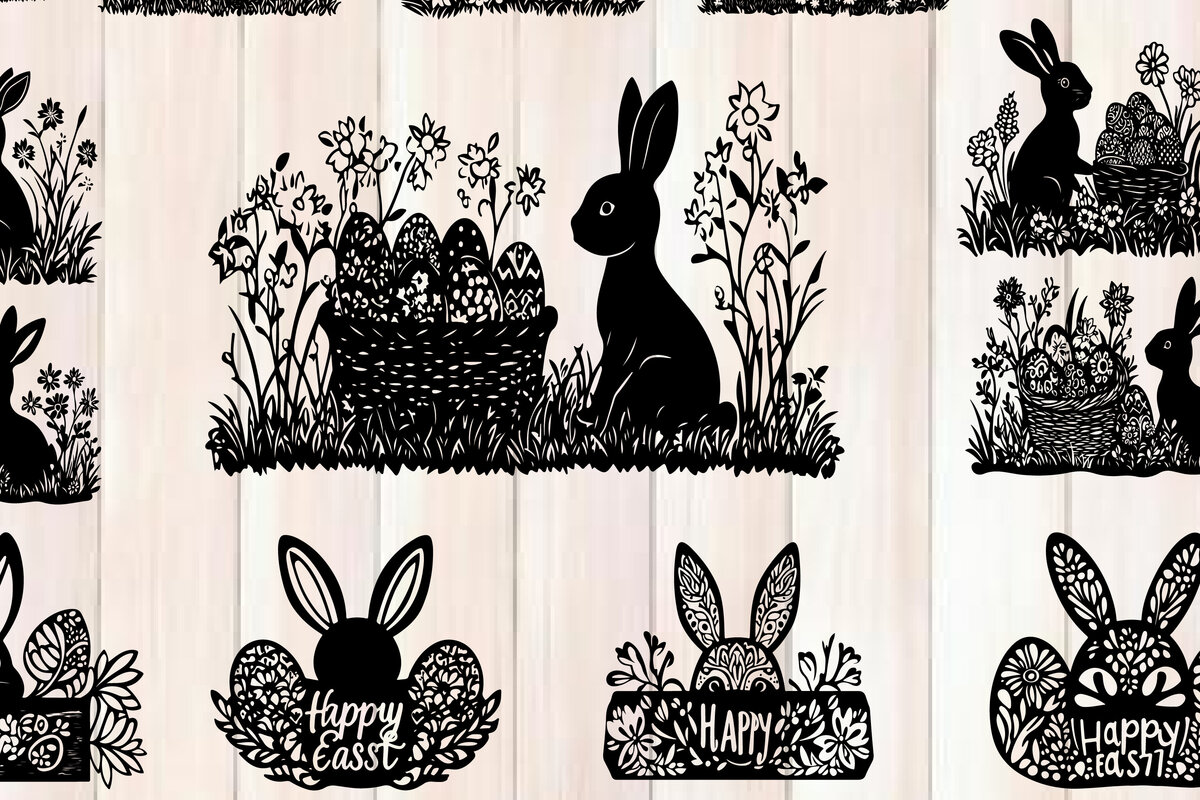 Intra απο ξύλο plywood 3mm-4mm πάχος - Πασχαλινή δέσμη σιλουέτας με  Δίασταση 6x6 cm INTRAFABR-118195899