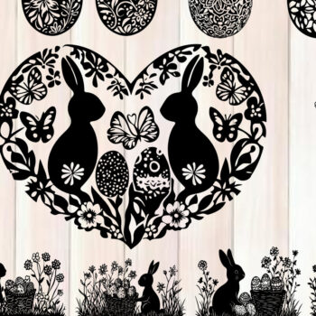 Intra απο ξύλο plywood 3mm-4mm πάχος - Πασχαλινή δέσμη σιλουέτας με  Δίασταση 6x6 cm INTRAFABR-118195859 - Image 1